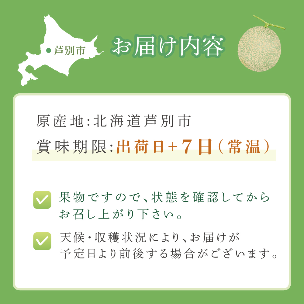 【北海道 芦別メロン】青肉 メロン 2玉セット 各1.3kg  計2玉 北海道 芦別市 果物 メロン 甘い ジューシー フルーツ ギフト お中元