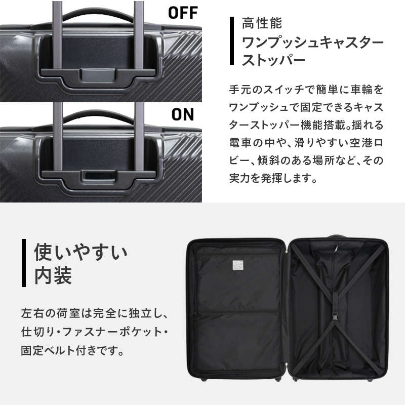 y43 Glide 100％リサイクルシェルスーツケース LARGE NO.5700377-01[96L] スーツケース キャリーケース 旅 キャリー かばん バッグ 国産 日本製 北海道 赤平市