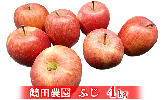 鶴田農園 自慢の贈り物「りんご（ふじ）」（北海道仁木町産） 果物類 くだもの 林檎 リンゴ 中減農薬 4キロ [鶴田農園]