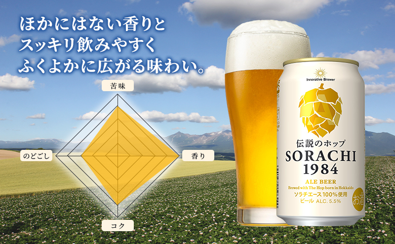 【12ヵ月連続定期便】北海道 上富良野町発祥 伝説のホップ SORACHI 1984 350ml×24缶 ソラチエース使用 サッポロ ビール クラフトビール 酒 アルコール 日用品 お酒