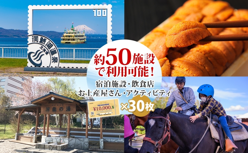 洞爺湖温泉感謝券 300000円 分 金券 クーポン 洞爺湖 湖 温泉 リゾート 有珠山 火山 自然 花火 イルミネーション 旅行 観光 宿泊 施設 北海道