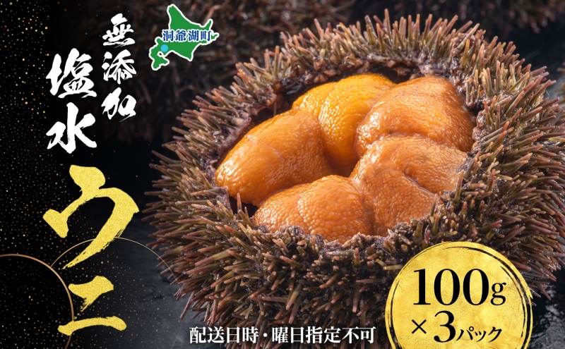 北海道 無添加塩水 ウニ 100g 3パック 6月中旬～8月末頃まで順次出荷 バフン ムラサキ うに 雲丹 海鮮 小川商店