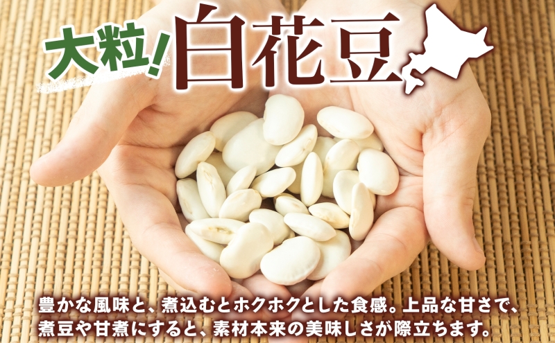 洞爺湖町産 白花豆 約1kg 2025年11月上旬から順次出荷 北海道産 高級 菜豆 ベニバナインゲン 花豆 豆 マメ まめ 大粒 大白花豆 国産 煮豆 スープ 調理 アレンジ お取り寄せ 北海道 洞爺湖町