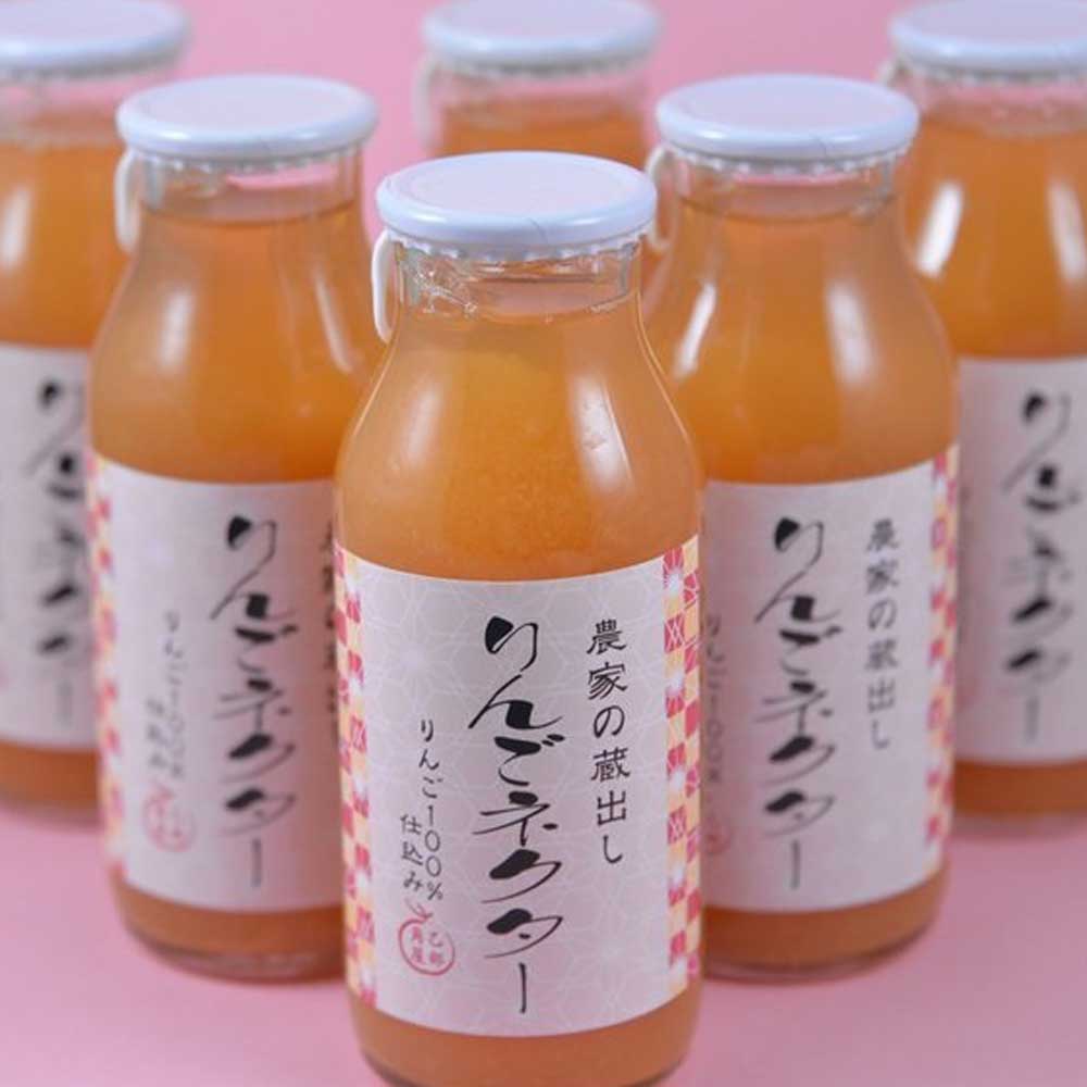 佐々木果樹園 乙部角屋 蔵出し 濃厚りんごネクター 180ml×6本 飲料 果汁飲料 飲み物 アップルジュース 果肉入り あと味スッキリ サンフジ 盛岡りんご