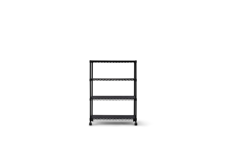 カラーメタルラック ウッドボード付き CMM-75104B ブラック ラック 棚 おしゃれ キャスター キャスター付 収納ラック キッチン ウッドボード付き メタルラック メタル カラーラック 収納 リビング 寝室 かわいい アイリスオーヤマ 幅75