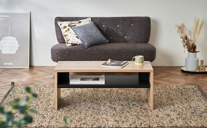 リビングテーブル ライトナチュラル LTB-890W アイリスオーヤマ インテリア 家具 シンプル メラミン樹脂加工 収納棚付き AVボード