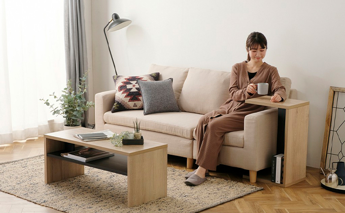 リビングテーブル ライトナチュラル LTB-890W アイリスオーヤマ インテリア 家具 シンプル メラミン樹脂加工 収納棚付き AVボード