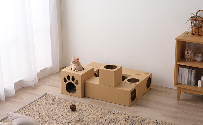 ねこねこトンネル フルセット P-NTF アイリスオーヤマ キャットウォーク 猫 猫用品 ねこ ペット ペット用品 爪とぎ 爪研ぎ おもちゃ ネコ キャットハウス キャットトンネル 遊び場 遊び道具 ダンボール 段ボール グッズ