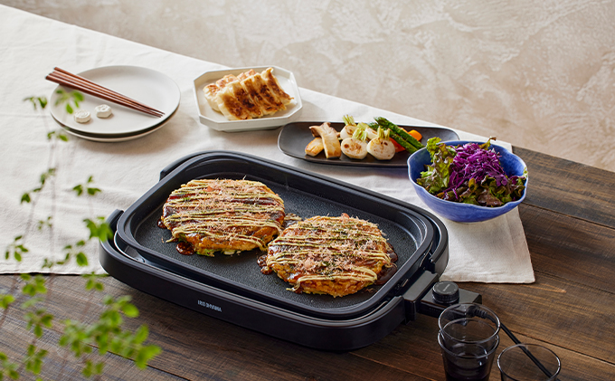 ホットプレート 大型 2枚プレート IHA-A20-B ブラック 網焼き風 焼肉 おしゃれ 焼肉プレート ホームパーティー アイリスオーヤマ