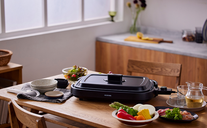 ホットプレート 大型 2枚プレート IHA-A20-B ブラック 網焼き風 焼肉 おしゃれ 焼肉プレート ホームパーティー アイリスオーヤマ