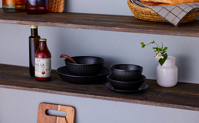 食器 5点セット MNW-5S ブラック 電子レンジ 食洗器対応 磁器 新生活 アイリスオーヤマ