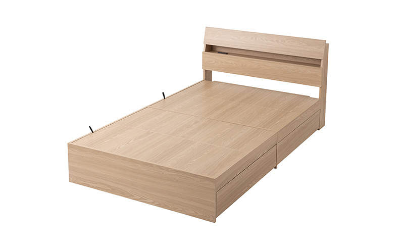 ベッド 収納 新生活 収納ベッド STBS-SD セミダブル アイリスオーヤマ ナチュラル ベッドフレーム 木目調 引き出し コンセント付き ヘッドボード 宮付き 宮棚