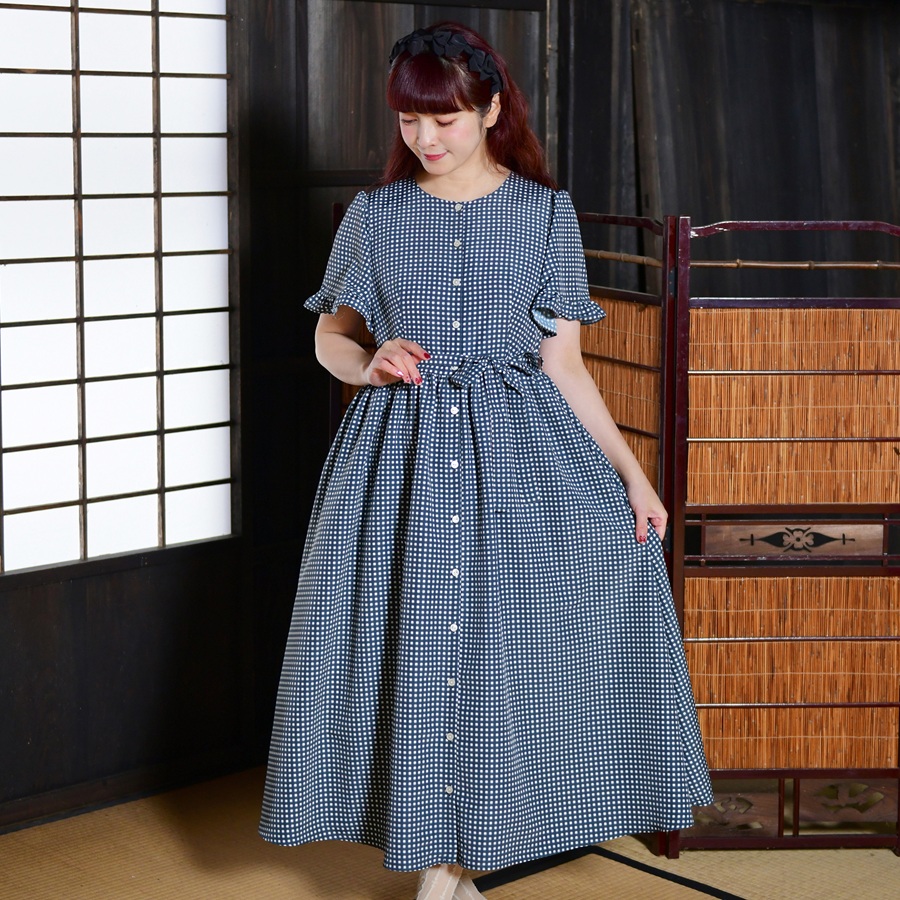 先行予約 アトリエ小町　ワンピース （renka ep2）ギンガムチェック・ブラック フリーサイズ　青木美沙子さんコラボ [服 ロリータ ロリータファッション スイートロリータ 可愛い レディース 姫 お姫様 チェック ]