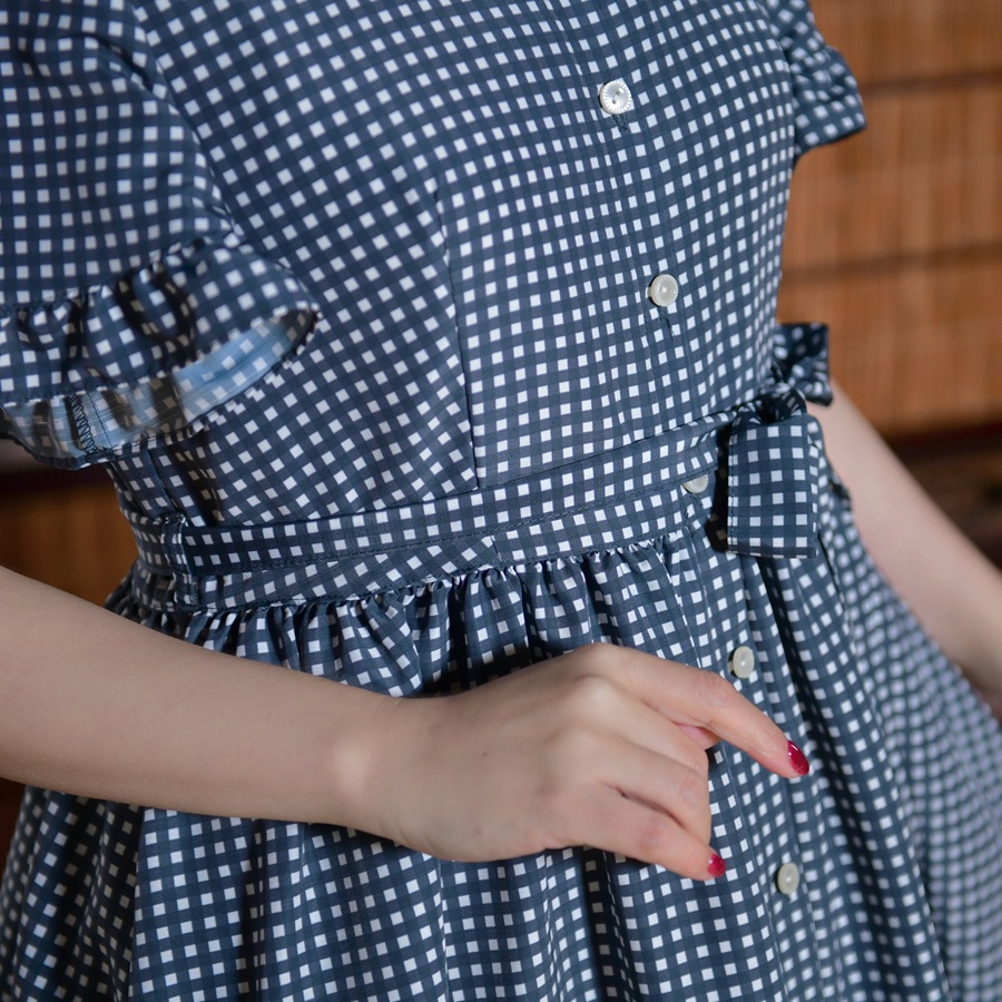 先行予約 アトリエ小町　ワンピース （renka ep2）ギンガムチェック・ブラック フリーサイズ　青木美沙子さんコラボ [服 ロリータ ロリータファッション スイートロリータ 可愛い レディース 姫 お姫様 チェック ]