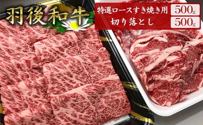 羽後和牛特選ロースすき焼き用500g+羽後和牛切り落とし500g 計1kg すきやき スキヤキ