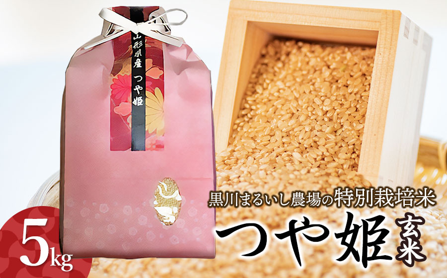 【令和7年産】【新米】 黒川まるいし農場の特別栽培米　つや姫　玄米　5kg 　山形県鶴岡市産　K-742