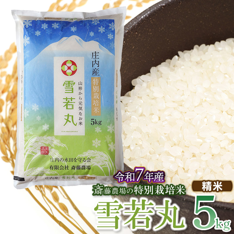 [令和7年産][新米] 斎藤農場の特別栽培米 雪若丸 精米 5kg(5kg×1袋) 山形県鶴岡市 K-756