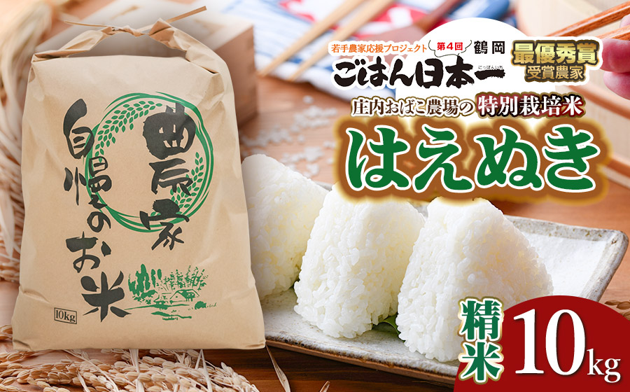 【令和7年産先行予約】庄内おばこ農場の特別栽培米 はえぬき【精米】10kg（10kg×1袋）　K-796