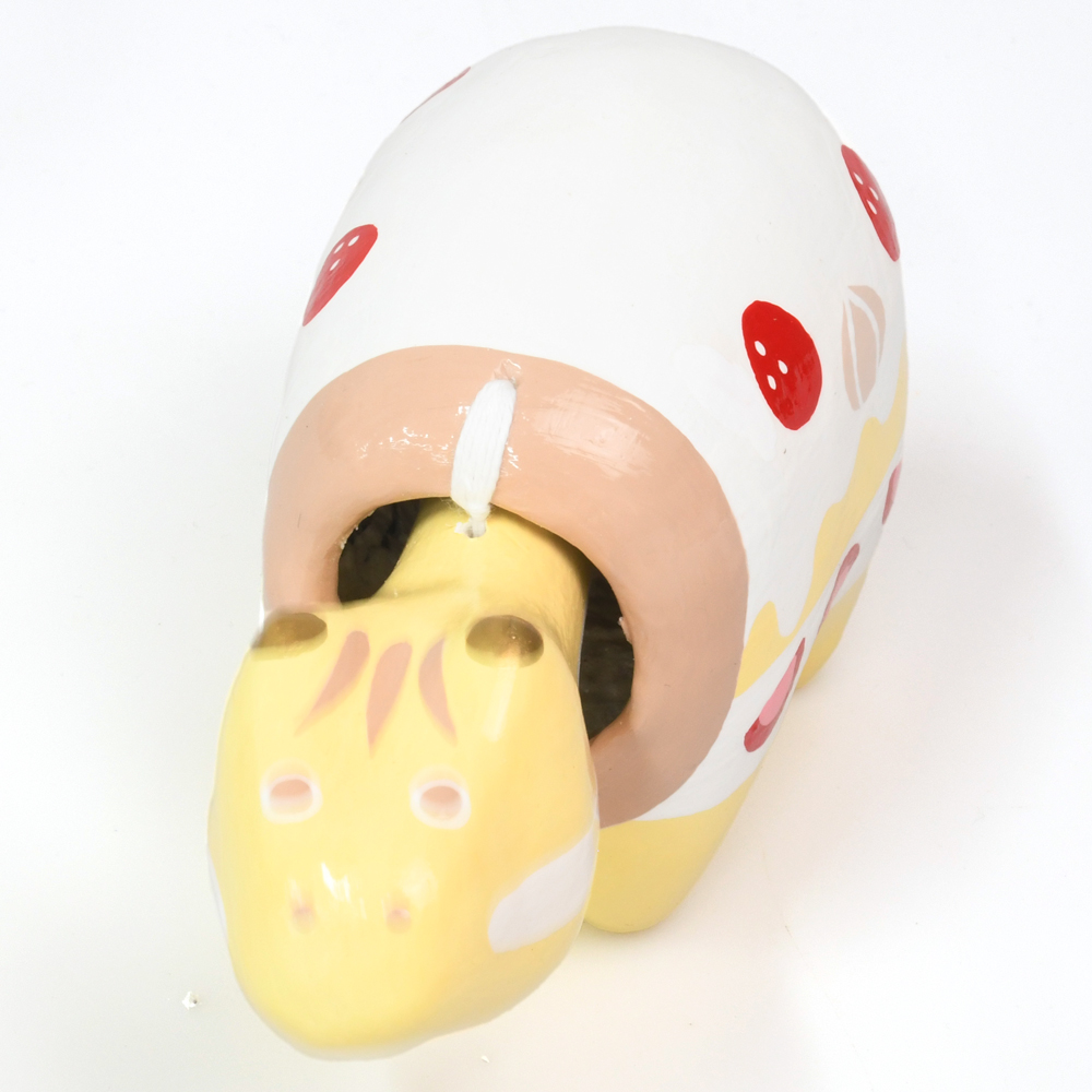 ハッピーバースデーべこ｜赤ベコ アカベコ あかべこ 郷土玩具 会津 会津若松 お守り 魔除け 飾り物 ギフト 贈答 プレゼント 幸運 牛 [0842]