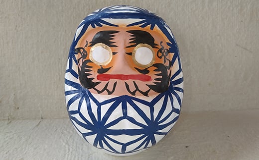 白河だるま ぬ（14cm） 麻の葉柄 和柄 縁起物  伝統技術 工芸品 F21R-095