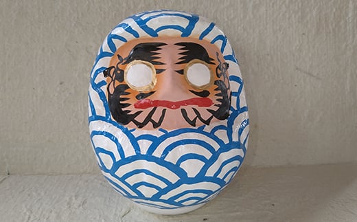 白河だるま ぬ（14cm） 青梅波文様 和柄 縁起物  伝統技術 工芸品 F21R-097