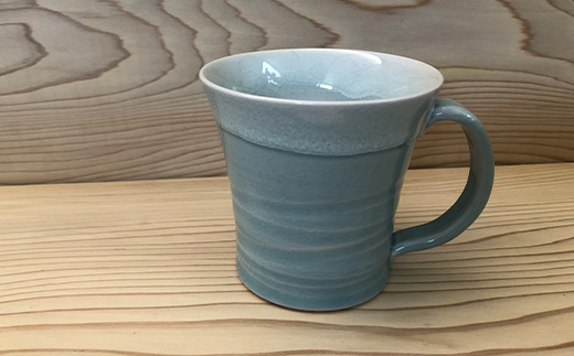 大堀相馬焼 いかりや窯 マグカップ 水色  工芸品 F21R-175