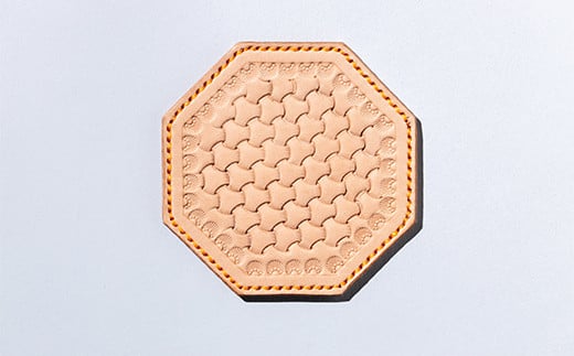 本革製コースターペアセット ウェブバスケット模様  雑貨 F23R-552