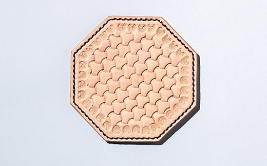 本革製コースターペアセット ウェブバスケット模様  雑貨 F23R-552