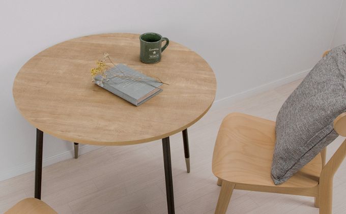 【＆FREL】FS サークルテーブル 天板 メラミン ライトオーク 幅75cm　奥行75cm 高さ72cm ※離島への配送不可