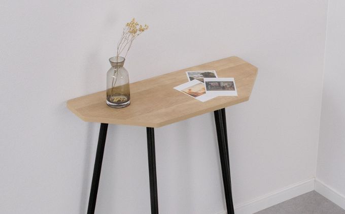 【＆FREL】FS ウォールサイドテーブル 天板 突板ナチュラルオーク 幅70cm　奥行30cm　高さ72cm ※離島への配送不可