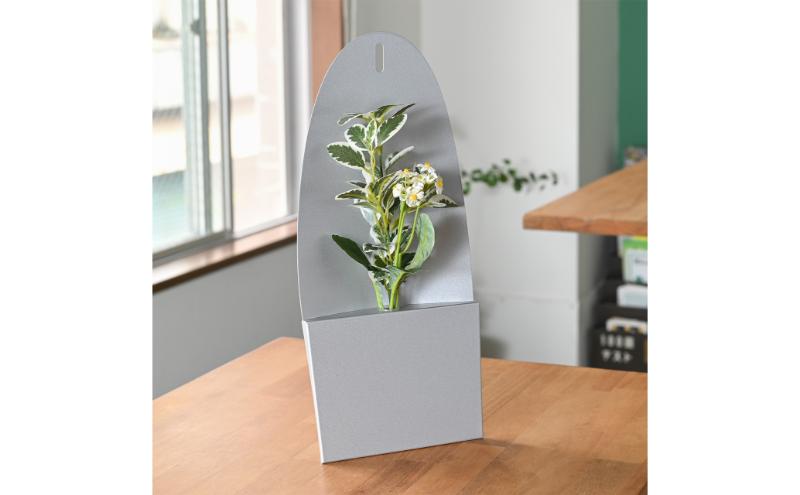 ＆FREL IFVフラワーベース 幅16cm x 奥行5cm x 高さ36cm 全6色 インテリア 花瓶【ガンメタリック】 ※離島への配送不可