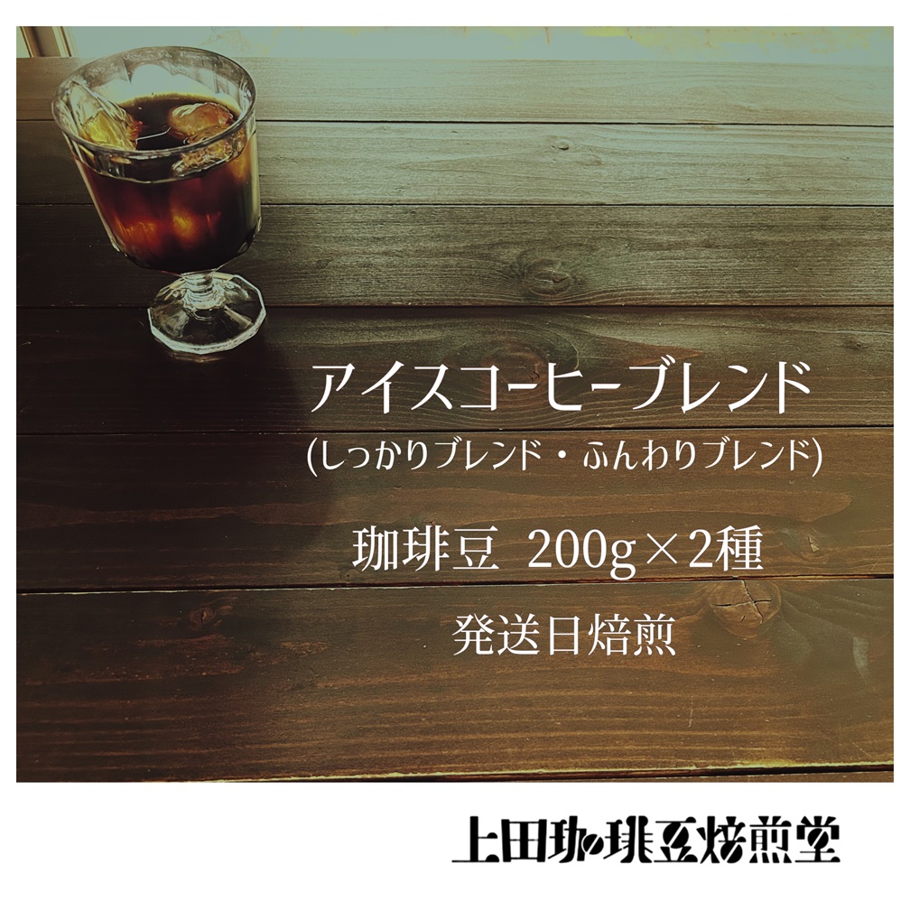 【上田珈琲豆焙煎堂】珈琲豆 アイスコーヒーブレンド 200g×2種 セット 【豆】[52210990]
