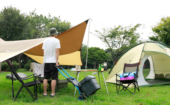 花岡車輌 2輪・4輪で使えるフラットカート 2×4 ブルー 台車 F-CART2×4