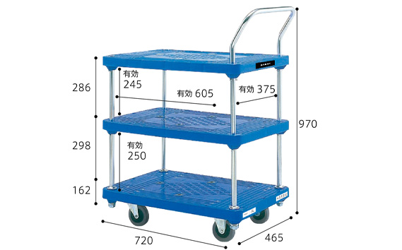 花岡車輌ダンディ軽量小型台車150kg三段片ハンドル式 UPL－BT3