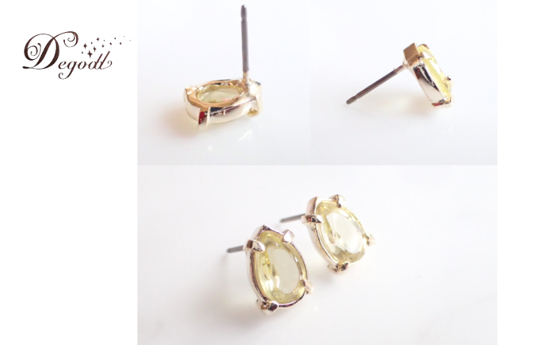 Degodd デゴッド　レモンクオーツ　ドロップピアス 　レディースアクセサリー　ピアス　天然石アクセサリー　天然石ピアス　アクセサリー　ギフト