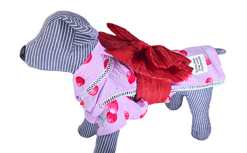 ペット用品 犬用浴衣セット　中型犬　女の子用　チェリー柄 犬の服 浴衣 甚平 綿素材 夏用 ペット ドッグウェア 可愛い おしゃれ お散歩 お出かけ インスタ映え【浴衣3L　帯L】