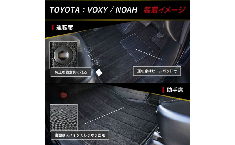 トヨタ 90系 95系 ノア /ヴォクシー /  専用フロアマット ノアとヴォクシー　選択 (ビス留め / マジックテープ留め)  フロアマット フロアーマット ガソリン ハイブリッド カーペットマット カーマット【ガソリン車8人乗りコンソール無 (ビス留め)】