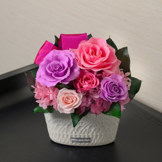 キャンティ 花 お花 プリザーブドフラワー ギフト プレゼント お祝い 誕生日 お供え アレンジ インテリア 東京都 墨田区【イエロー×オレンジ】