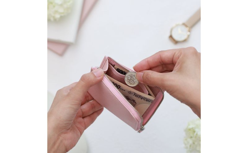 墨田区産ピッグレザーミニウォレット【ピンク】