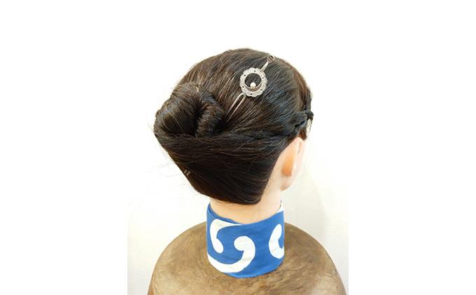 かんざし 平打ち簪 銀製 雪輪に月うさぎ かざり工芸三浦 髪飾り ヘアアクセサリー 和装 普段使い アクセサリー 民芸品 工芸品 伝統工芸品 おしゃれ かわいい 東京 東京都 墨田区