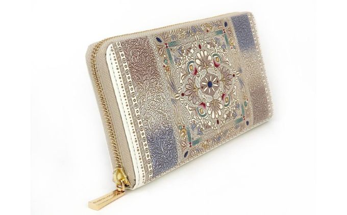 【文庫屋大関】 大容量　ぐるっとファスナーの長財布　夢幻のタピ【皮革工芸品】 ファッション小物 民芸品