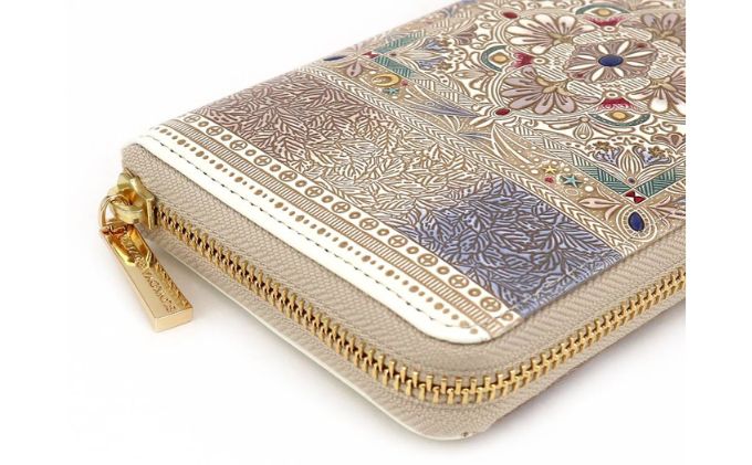 【文庫屋大関】 大容量　ぐるっとファスナーの長財布　夢幻のタピ【皮革工芸品】 ファッション小物 民芸品