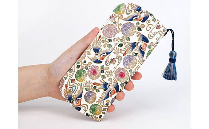 【文庫屋大関】メガネケース　花鳥【皮革工芸品】 ファッション小物 民芸品