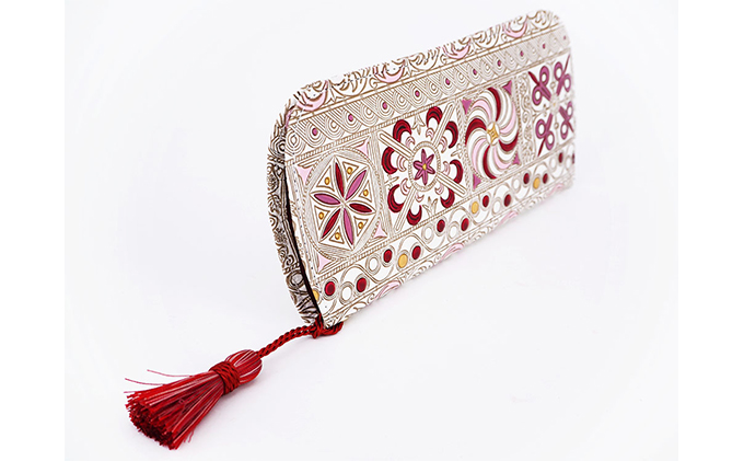 【文庫屋大関】メガネケース　錦紗＜ピンク＞【皮革工芸品】 ファッション小物 民芸品