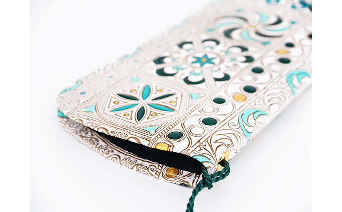 【文庫屋大関】メガネケース　錦紗＜緑＞【皮革工芸品】 ファッション小物 民芸品