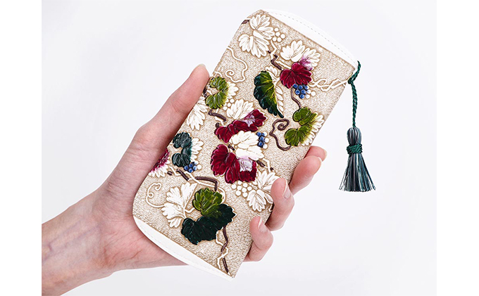 【文庫屋大関】メガネケース　野葡萄【皮革工芸品】 ファッション小物 民芸品