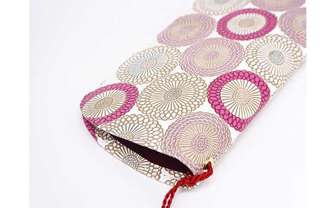 【文庫屋大関】メガネケース　笠菊＜桃花＞【皮革工芸品】 ファッション小物 民芸品