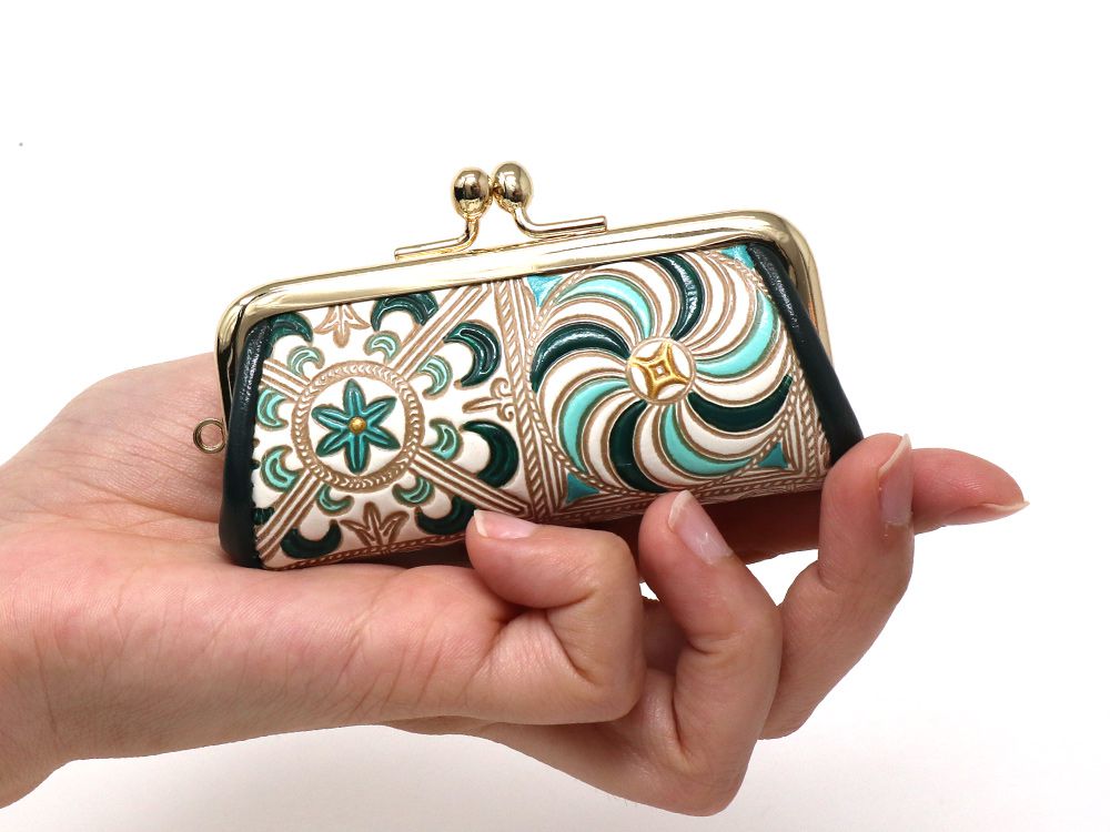 【文庫屋大関】印鑑ケース　錦紗＜緑＞【皮革工芸品】 ファッション小物 民芸品