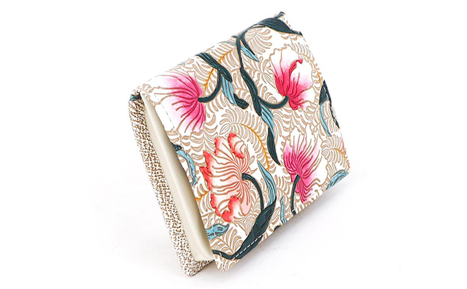 【文庫屋大関】箱まち小銭入れ　ノースガーデン＜コーラル＞【皮革工芸品】 ファッション小物 財布 民芸品