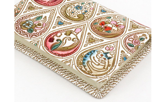 【文庫屋大関】箱まち小銭入れ　花と猫＜ローズ＞【皮革工芸品】 ファッション小物 財布 民芸品